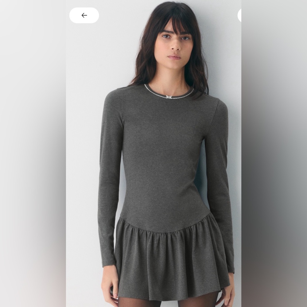 Elegant Long Sleeve Burgundy Dress - Picture 3 of 4